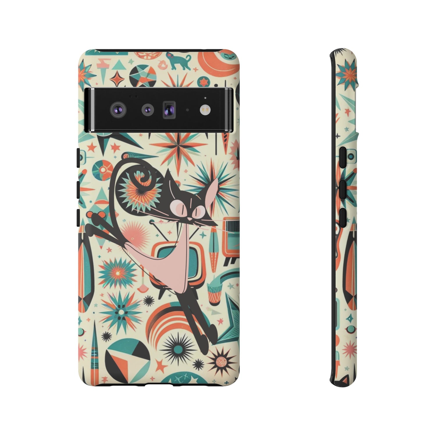 Atomic Kitty Boomerang Space Kitty Mid Century Modern Samsung, Smart Phone, Tough Cases