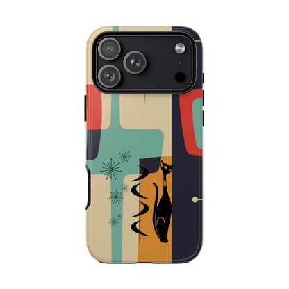 Mid Century Modern, Geometric, Atomic Cat Groovy Smart Phones Tough Phone Cases