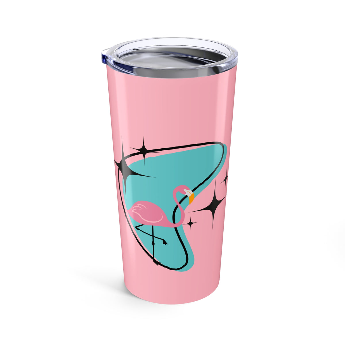 Pink Flamingo, Aqua Blue, Retro, Mid Mod, MCM 50's Inspired Tumbler Gift  20oz - Mid Century Modern Gal