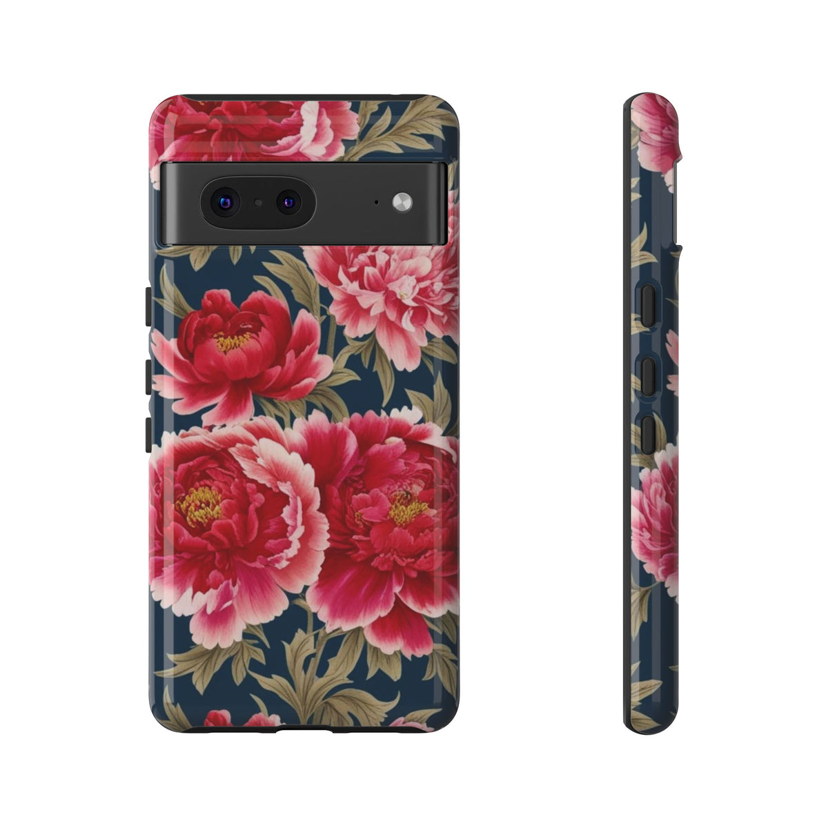 Chinoiserie Royal Blue Pink, Red Roses And Peony Floral Tough Phone Case