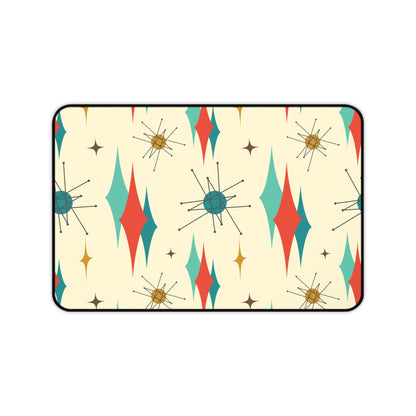 Franciscan Starburst Mid Century Modern Retro-Inspired Desk Mat with Geometric Print - Stylish Workspace Decor - Mid Century Modern Gal