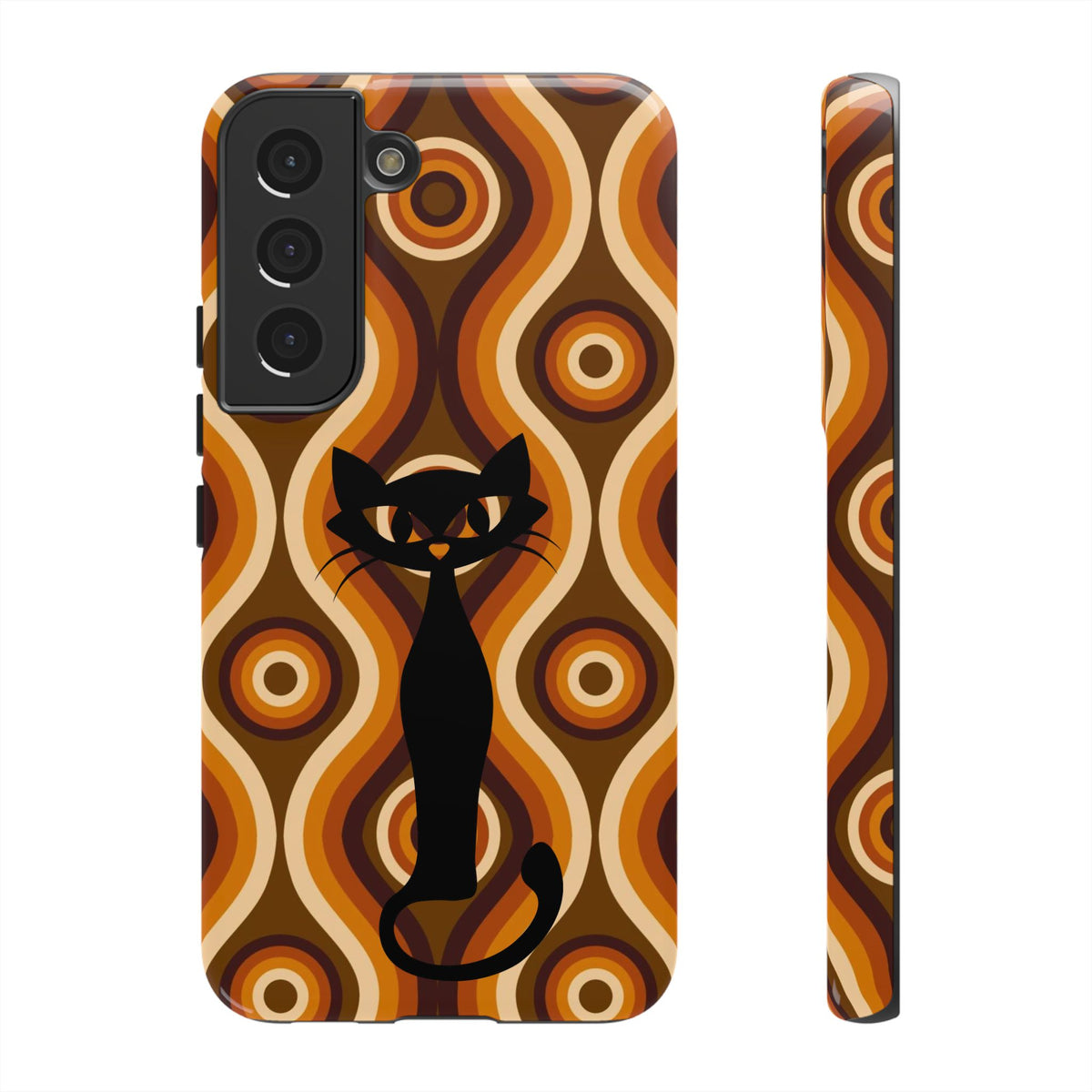 Retro Phone Case, Groovy Brown, Atomic Kitsch Cat Tough Smart Phone Cases - Mid Century Modern Gal