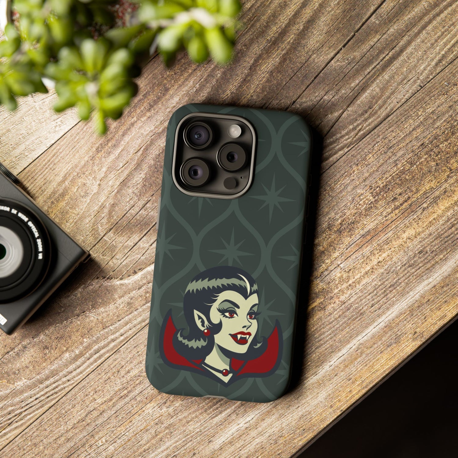 Vampire Dracula Girl Halloween Goth Horror Buff MCM Green Tough Phone Case