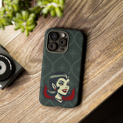 Vampire Dracula Girl Halloween Goth Horror Buff MCM Green Tough Phone Case
