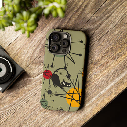 Mid Century Modern Atomic Cat, Retro Chic Groovy Mod Samsung, Smart Phone Tough Cases