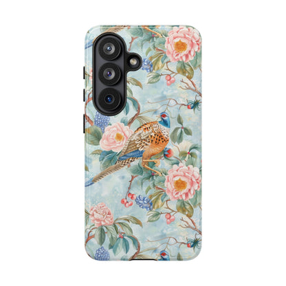 Chinoiserie Designed Floral Pheasant Phone Case with Bird Design