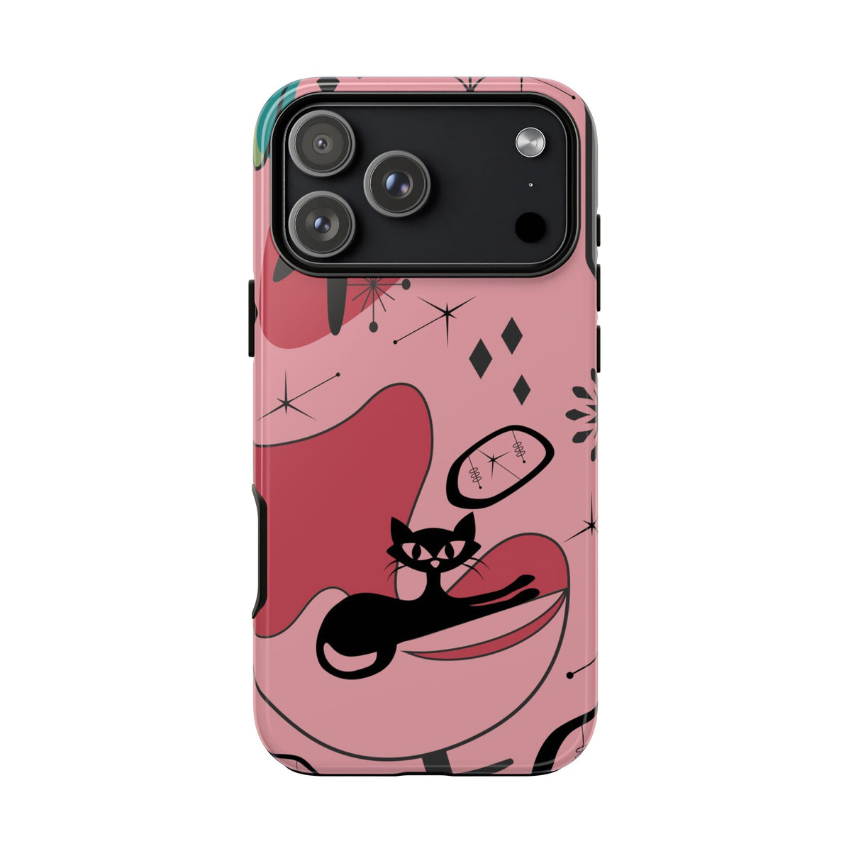 Atomic Cat, Pink Mid Century Modern, Egg Chair, Space Cat Tough Phone Case