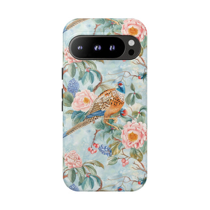 Chinoiserie Designed Floral Pheasant Phone Case with Bird Design