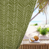 Mid Century Modern TIKI Grass Green Mod Window Curtain - Mid Century Modern Gal