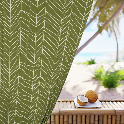 Mid Century Modern TIKI Grass Green Mod Window Curtain - Mid Century Modern Gal