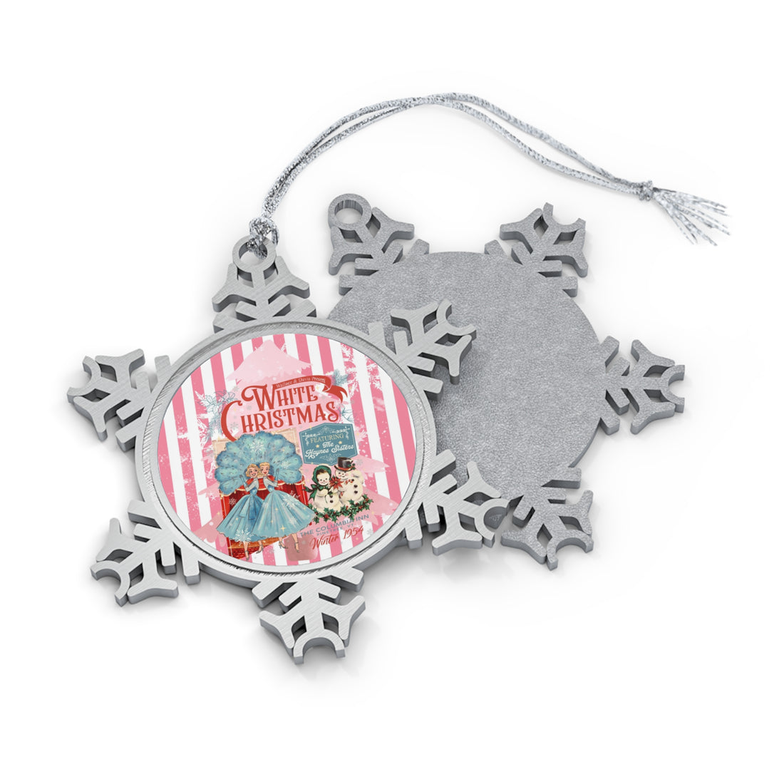 Sister Sister The Haynes Sisters Pewter Snowflake Ornament | Vintage White Christmas Holiday Decor - Mid Century Modern Gal