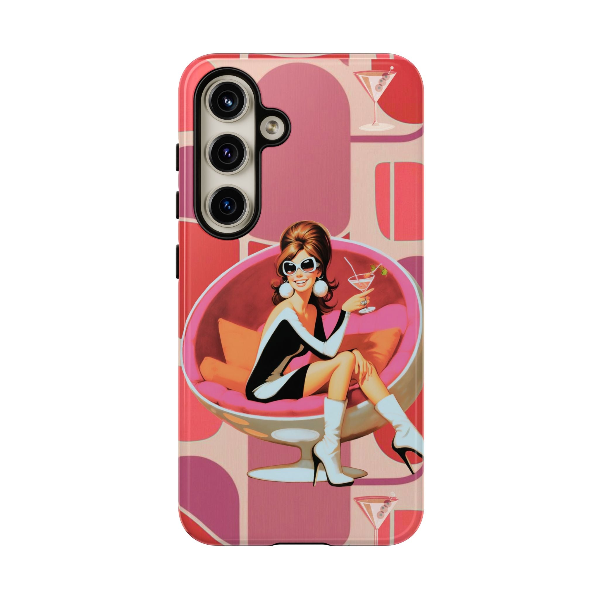 Mid Mod 60s Mod Gal, Kick Back Enjoy, Retro Chic Phone Case with Cocktail Design - Mid Century Modern Gal