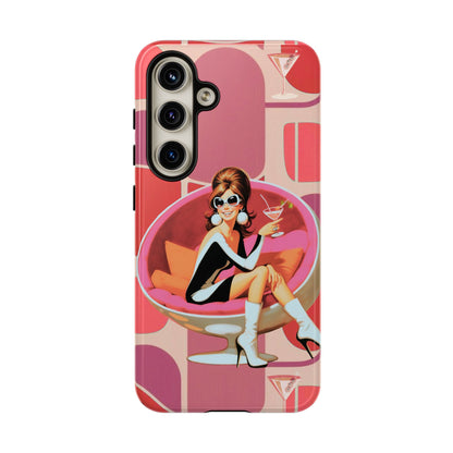 Mid Mod 60s Mod Gal, Kick Back Enjoy, Retro Chic Phone Case with Cocktail Design - Mid Century Modern Gal