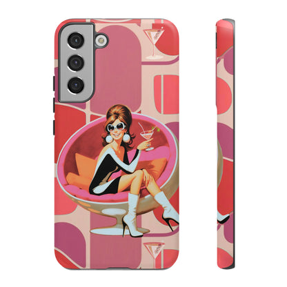 Mid Mod 60s Mod Gal, Kick Back Enjoy, Retro Chic Phone Case with Cocktail Design
