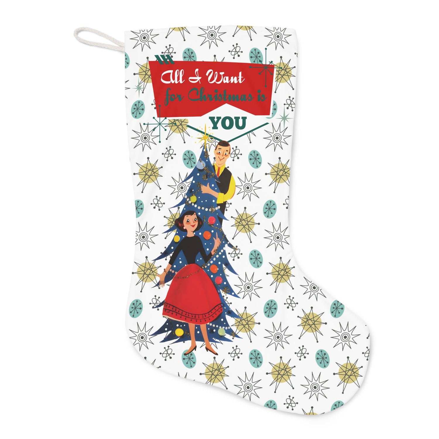 Retro Vintage 50s Holiday Kitschy Christmas Stocking