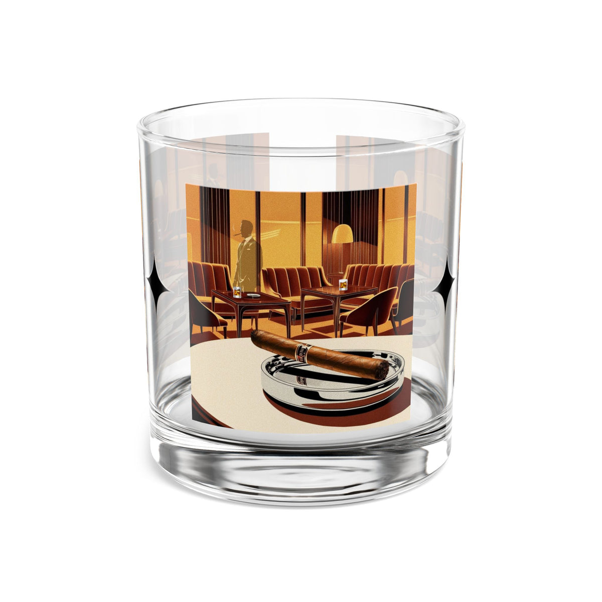 Modern Dude Bourbon Cigar Lounge Vintage-Inspired Rocks Glass 10oz - Perfect for Home Bars and Gift Giving - Mid Century Modern Gal