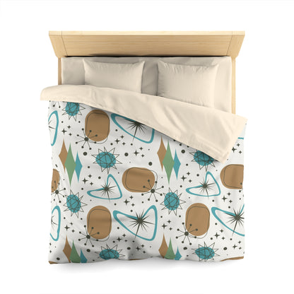 Mid Century Modern Franciscan Starburst Camel Brown, Beige Teal Starburst Retro-Modern  Duvet Cover - Mid Century Modern Gal