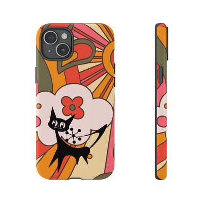 Atomic Cat, Retro Sunburst, Groovy Mod Smart Phone Tough Phone Cases
