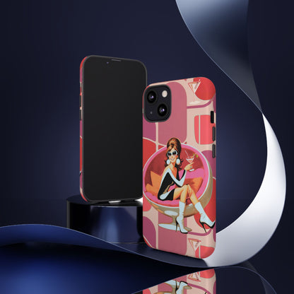 Mid Mod 60s Mod Gal, Kick Back Enjoy, Retro Chic Phone Case with Cocktail Design