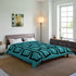 Mid Century Modern Teal Blue Black Geometric StarburstStar Comforter – Modern Bedding for Cozy Spaces - Mid Century Modern Gal