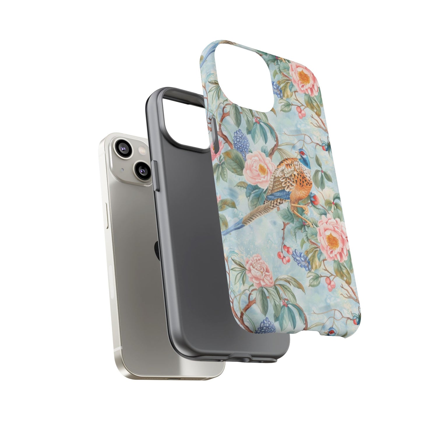 Chinoiserie Designed Floral Pheasant Phone Case with Bird Design