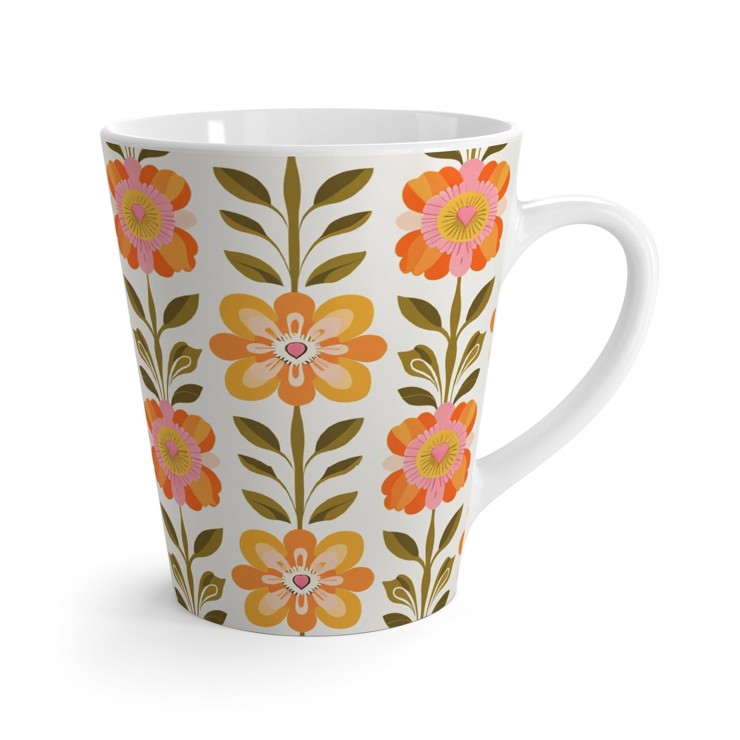 Scandinavian Modern Danish Floral Bohemian Latte Cup - Mid Century Modern Gal