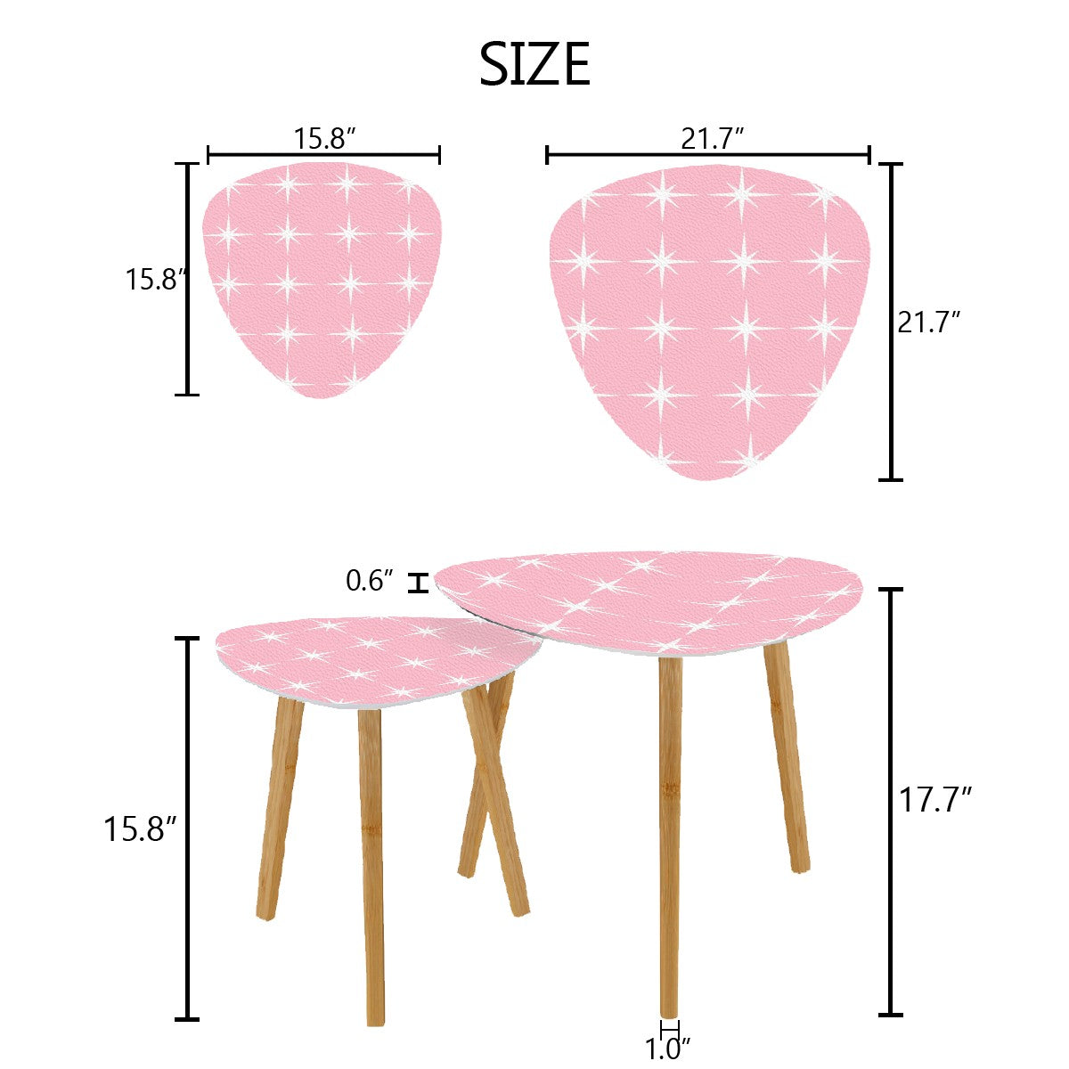 Atomic Pink White Starbursts Retro 50s Mid Century Modern Nesting Tables - Mid Century Modern Gal