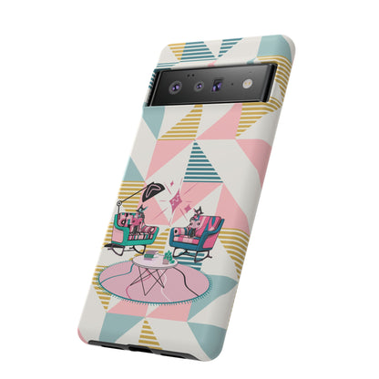 Atomic Cats Reading, Book Talk, Book Lover, Retro Chic Phone Case with Retro Vibe - Cozy Living Room Design