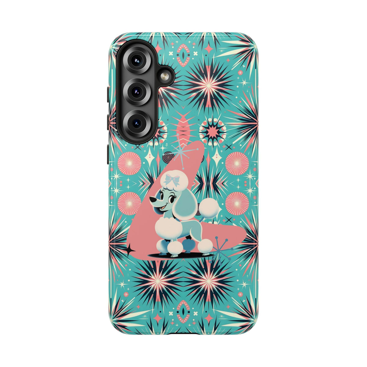1950s Mid Century Modern Atomic Pink, Poodle Retro Smart Phone Tough Cases