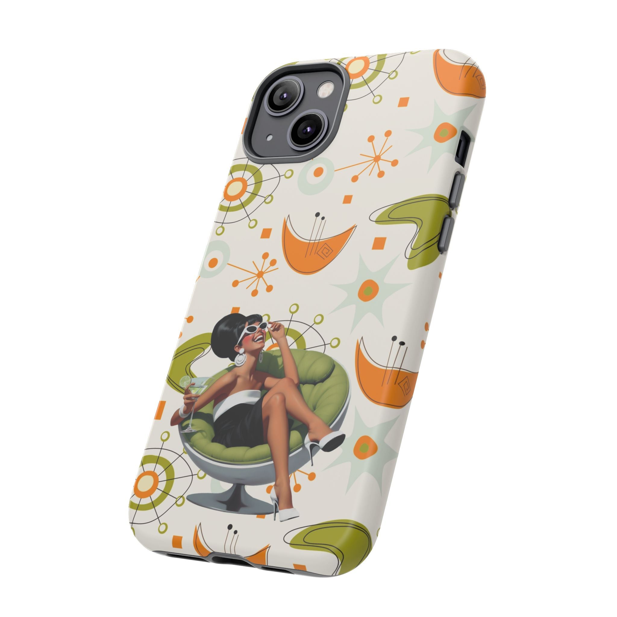 Mid Century Modern Atomic Starburst Mid Mod 60s Gal Retro Chic Tough Phone Case with Vintage Glamour Design