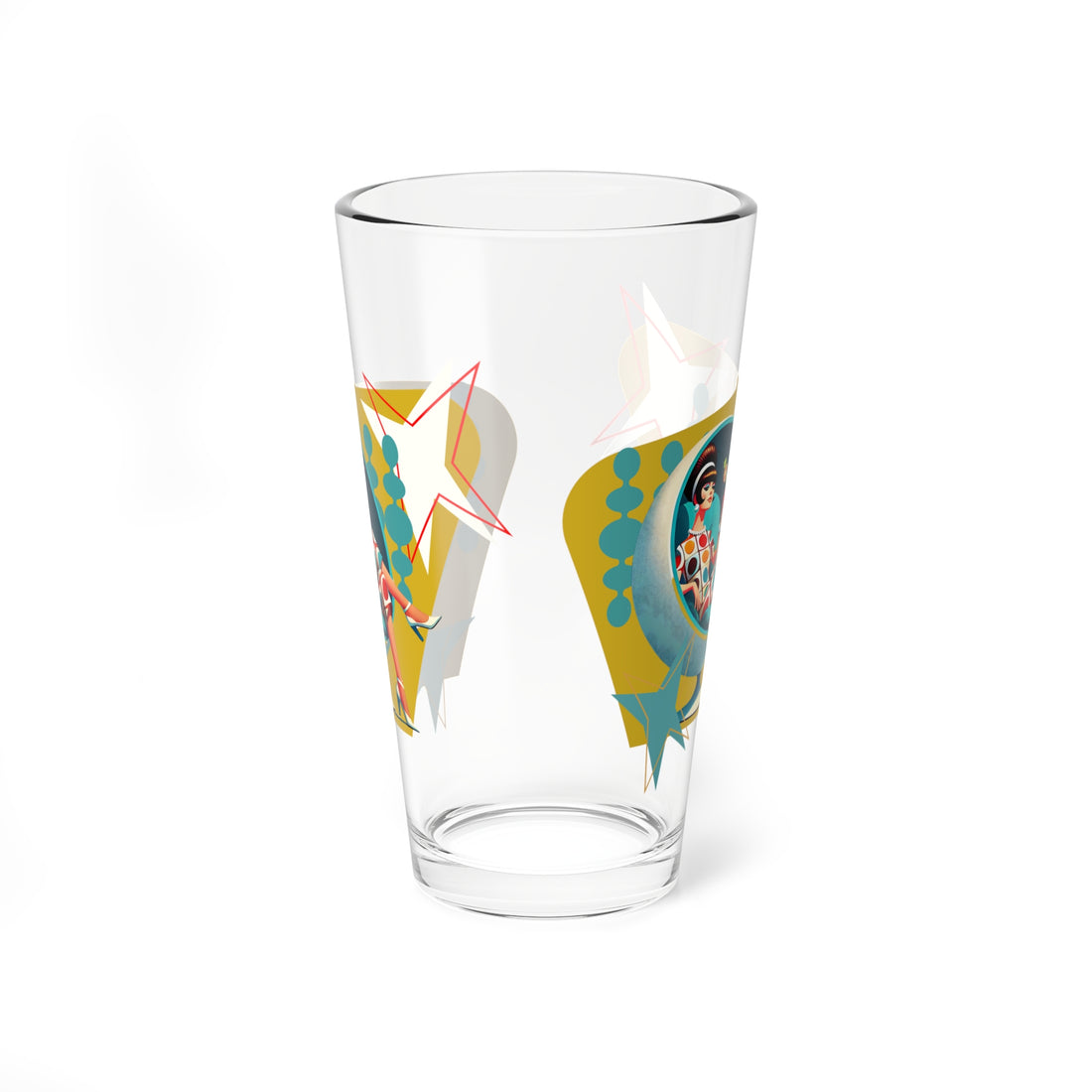 Mod 60s Groovy Gal, Mid Century Modern Retro Cocktail, Mocktail Glass