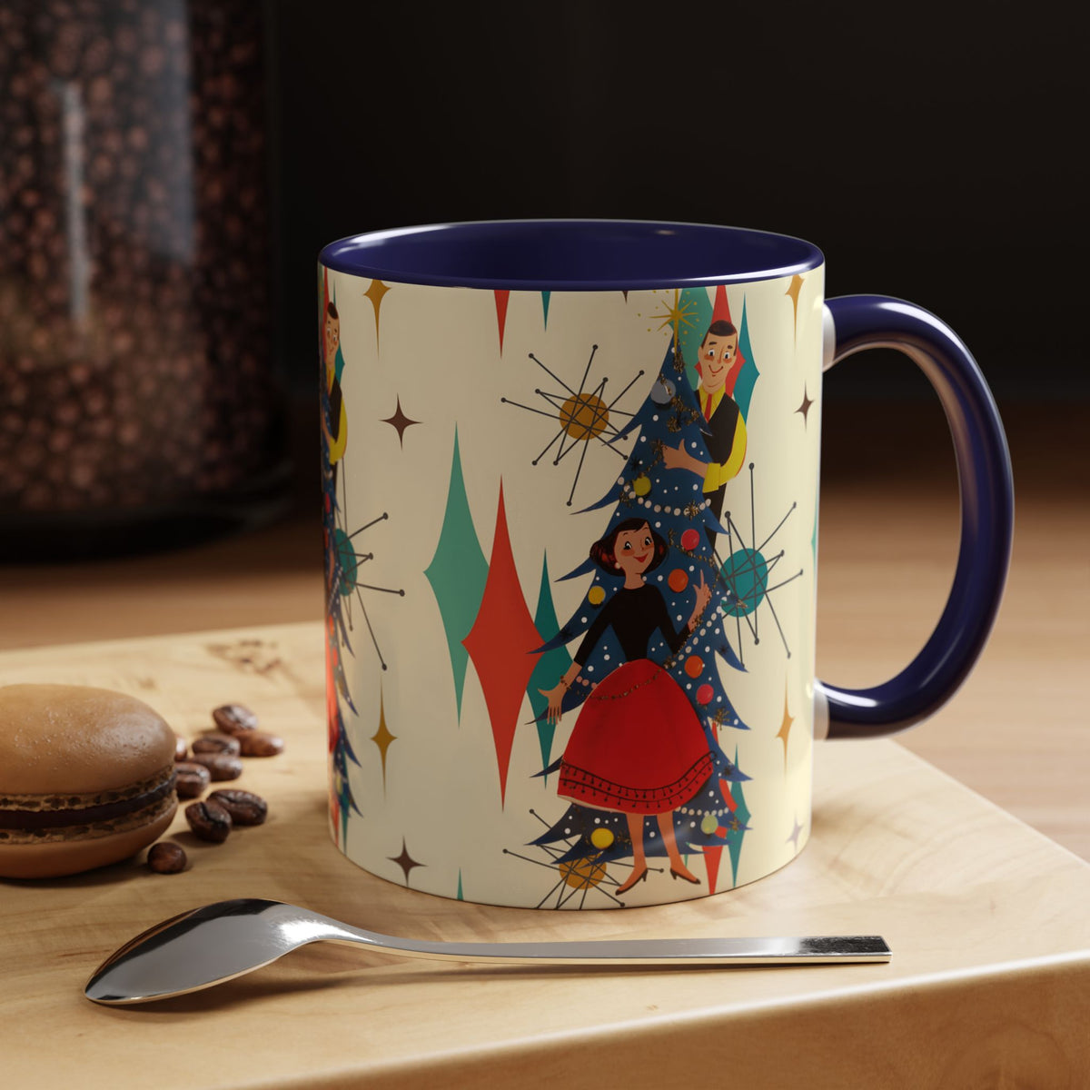 Mid Century Modern 50s Kitsch Christmas Starburst Coffee Mug - Mid Century Modern Gal