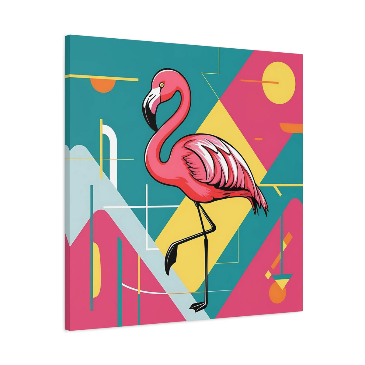 Mid Century Modern Flamingo Art, Kitschy Mod Vibrant Pink Bauhaus Palm Springs Style Wall Art - Mid Century Modern Gal