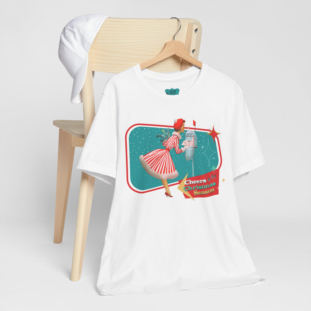 A Merry And Bright Holiday Kitsch Christmas Season Retro Christmas Cheers Unisex Jersey Tee - Mid Century Modern Gal