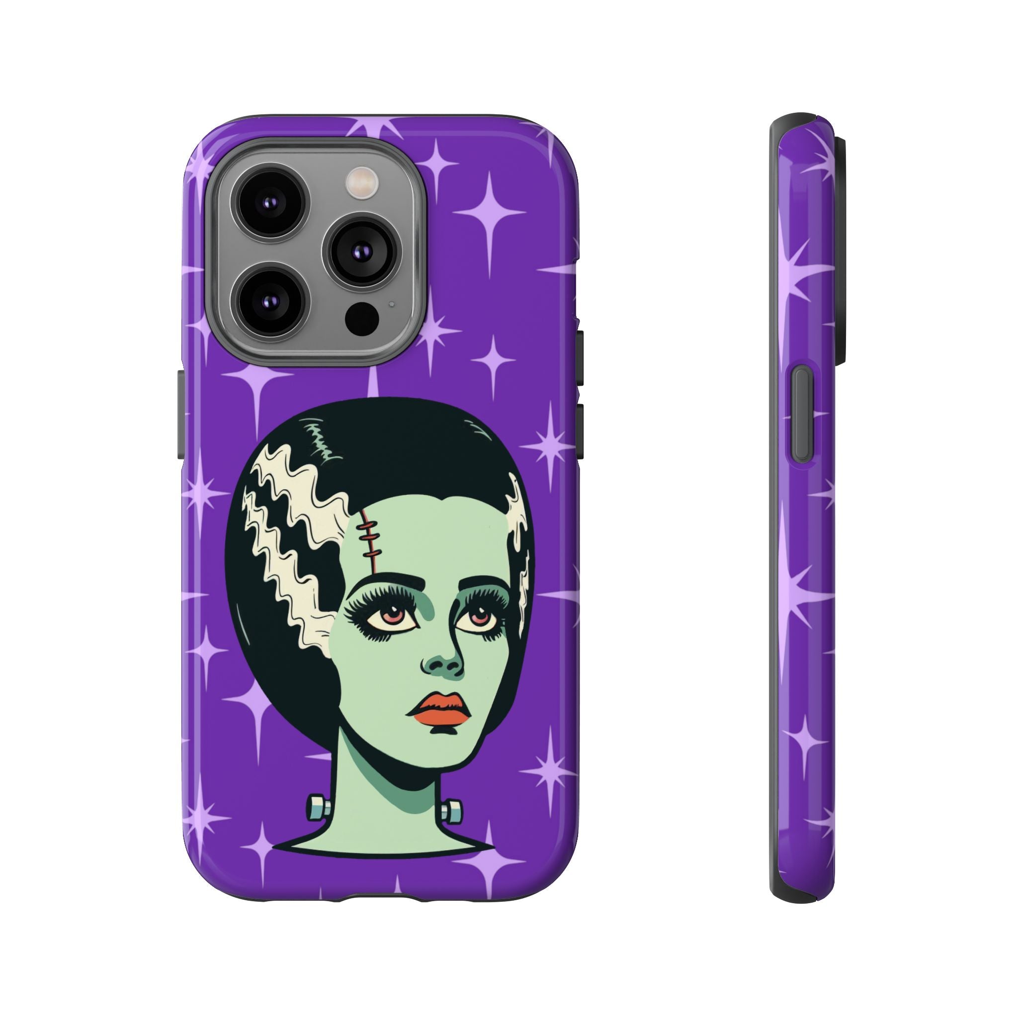 Bride of Frankenstein Retro Mid Mod Horror Buff Purple Halloween Tough Phone Case - Mid Century Modern Gal