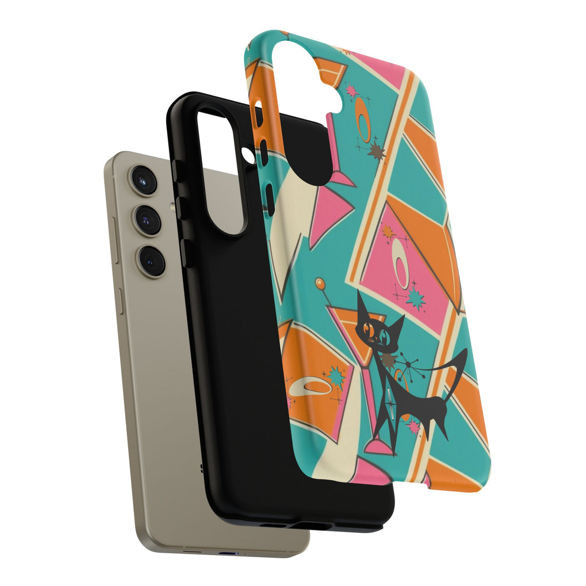 Atomic Cat Mid Mod Retro Cat Phone Case - Tough Cases for Stylish Cat Lovers