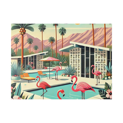 50s Mid Century Modern Wall Art, Palm Springs Flamingo Breeze Block MCM Art