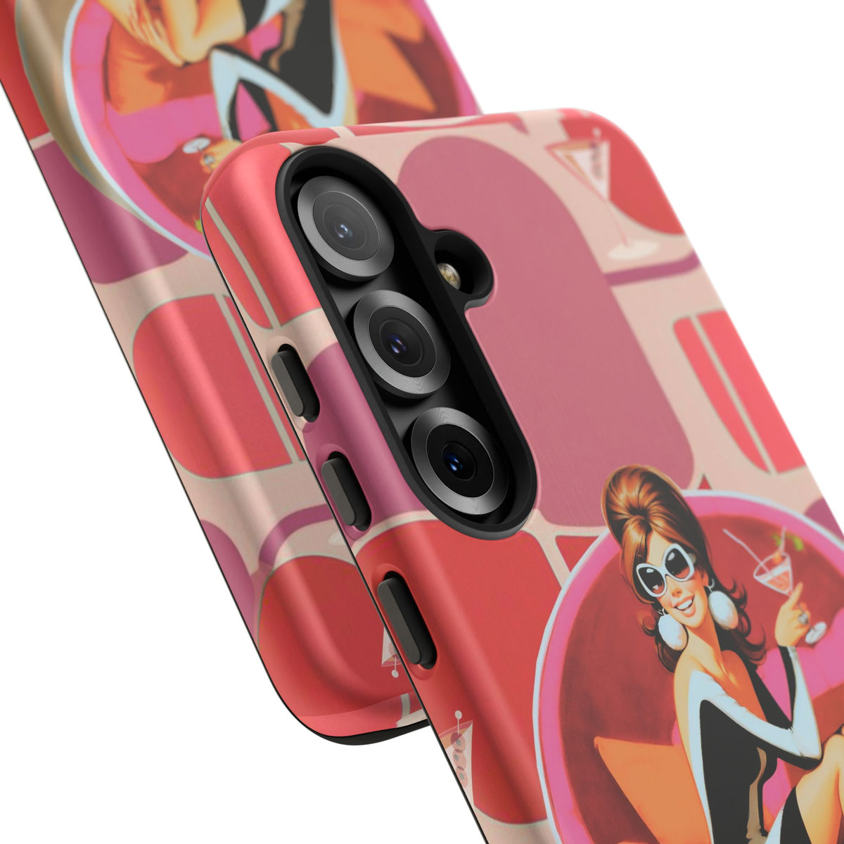 Mid Mod 60s Mod Gal, Kick Back Enjoy, Retro Chic Phone Case with Cocktail Design