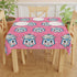 Mid Century Modern Kitschy Anthropomorphic Blue Cat with Floral Hat Tablecloth - Mid Century Modern Gal