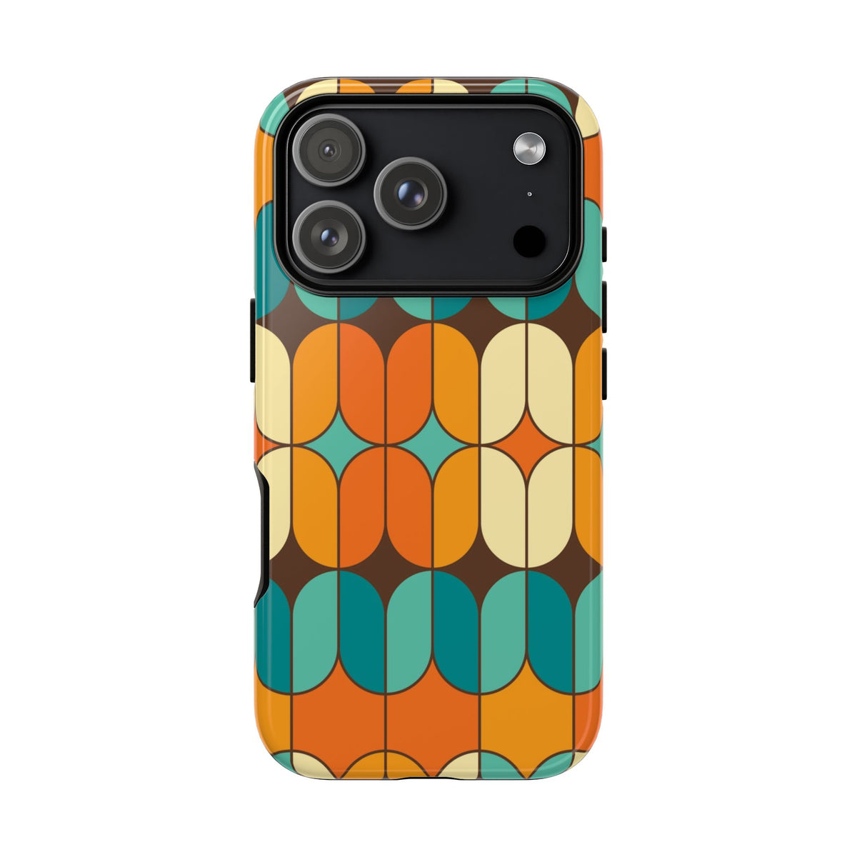 Mid Century Modern Orange, Teal Geometric Mod Designed Tough Phone Case