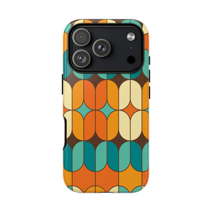 Mid Century Modern Orange, Teal Geometric Mod Designed Tough Phone Case