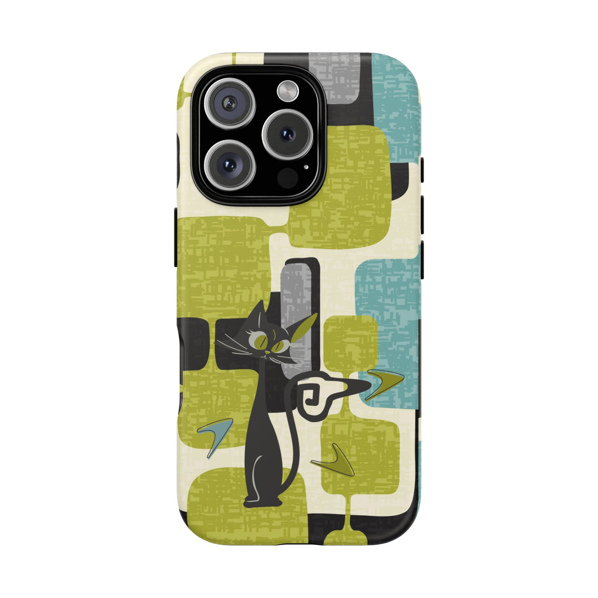Mid Century Modern Geometric Kitschy Cat, Boomerang Retro Smart Phone Tough Cases