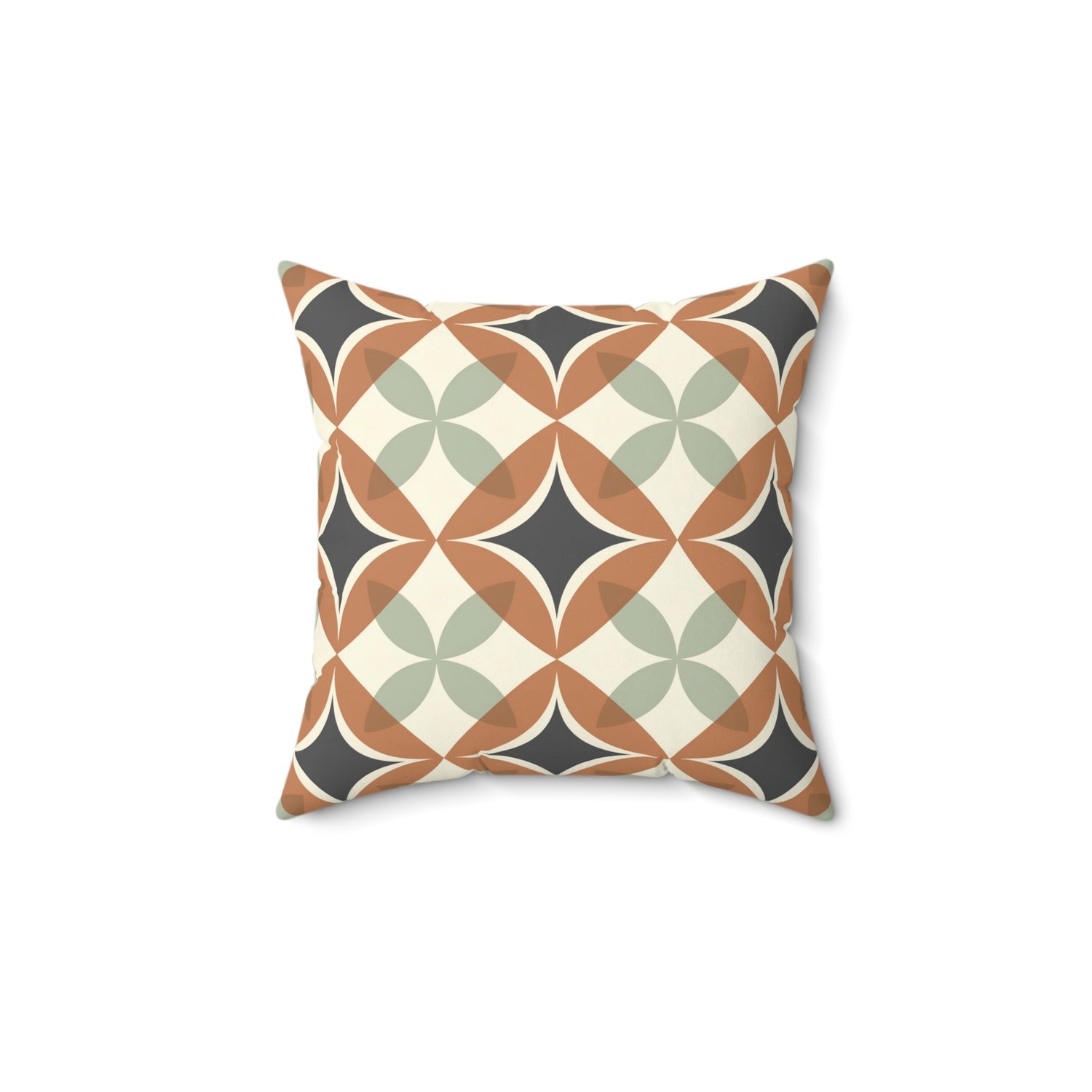 Mid Century Modern Interlocking Geometric, Terracotta Sage Charcoal Pillow Cover and Insert - Mid Century Modern Gal