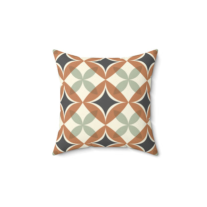 Mid Century Modern Interlocking Geometric, Terracotta Sage Charcoal Pillow Cover and Insert - Mid Century Modern Gal