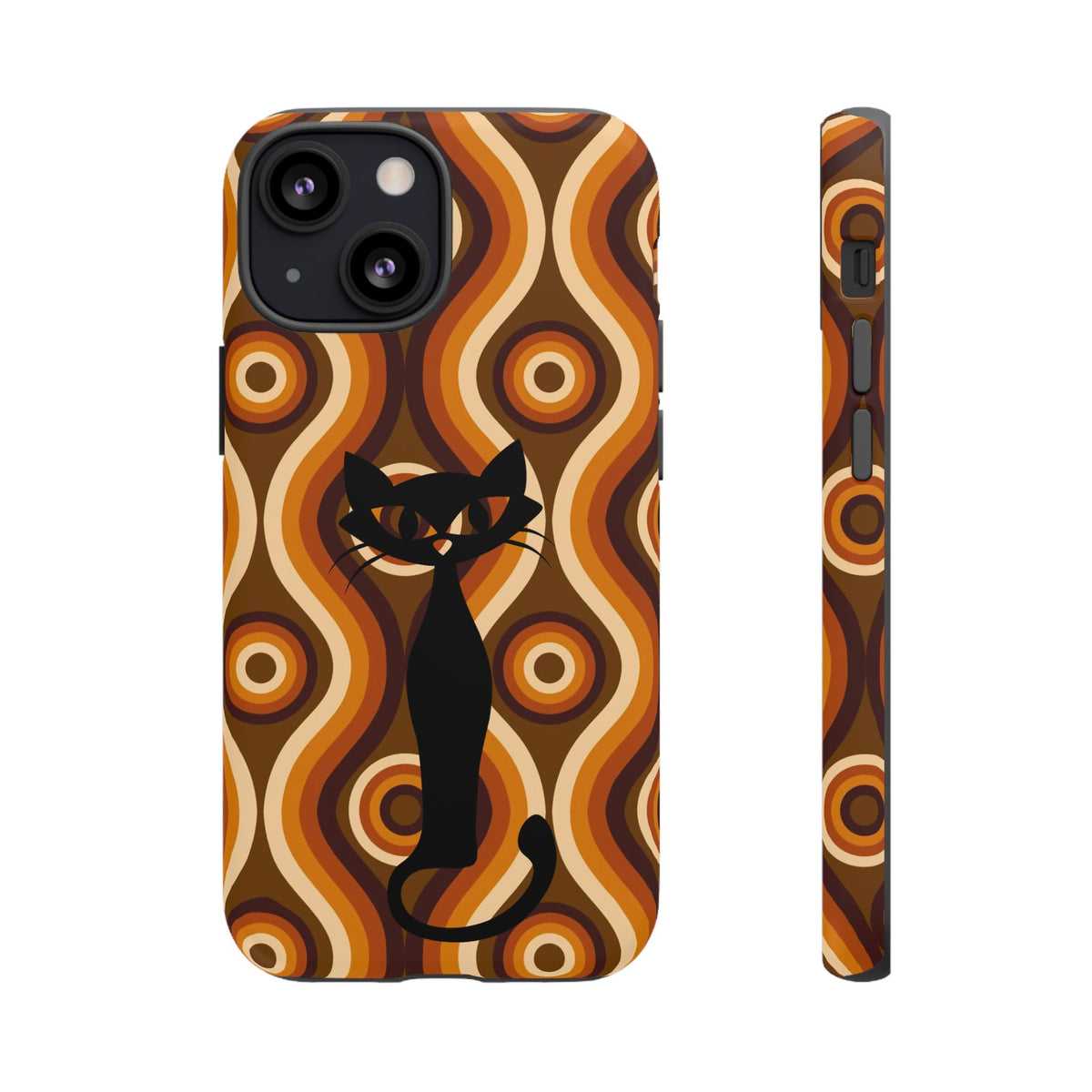 Retro Phone Case, Groovy Brown, Atomic Kitsch Cat Tough Smart Phone Cases