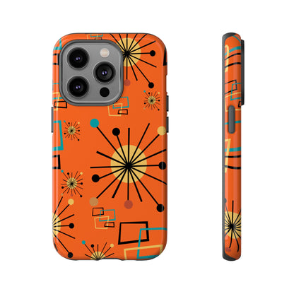 Mid Century Modern Sinatra Orange, Starburst, Geometric Funky Fun Tough Phone Case - Mid Century Modern Gal