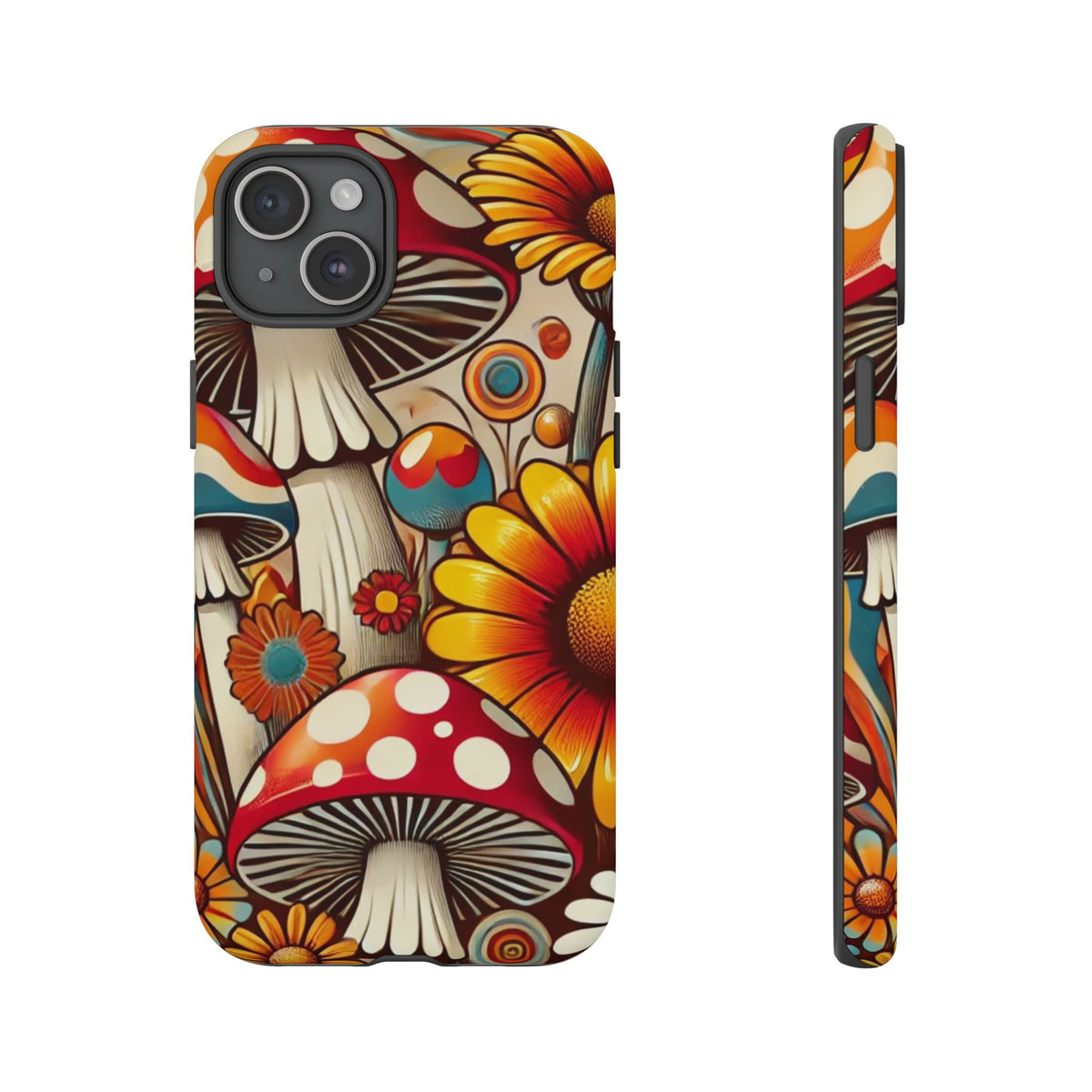 Colorful Mushroom Flower Phone Case - Boho Chic Design