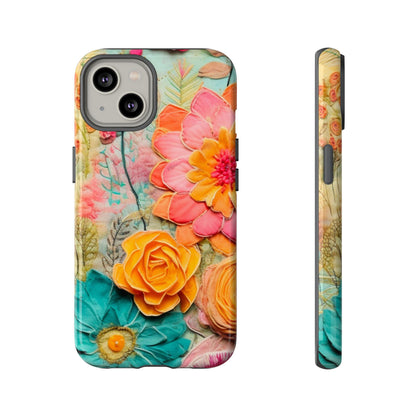 Boho Retro Floral Faux Pressed Flowers Smart Phone Tough Phone Cases