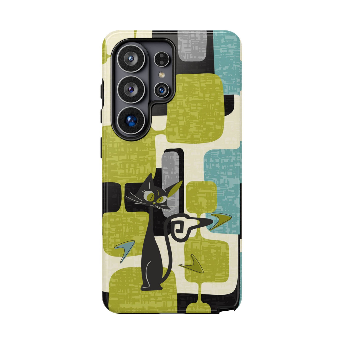Mid Century Modern Geometric Kitschy Cat, Boomerang Retro Smart Phone Tough Cases