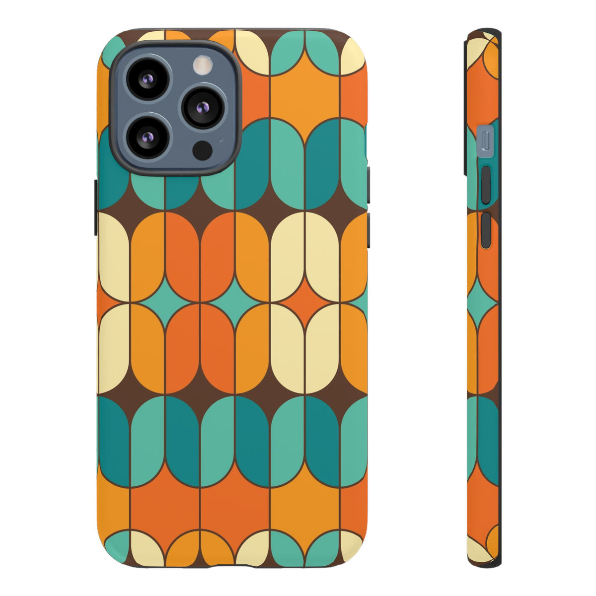 Mid Century Modern Orange, Teal Geometric Mod Designed Tough Phone Case